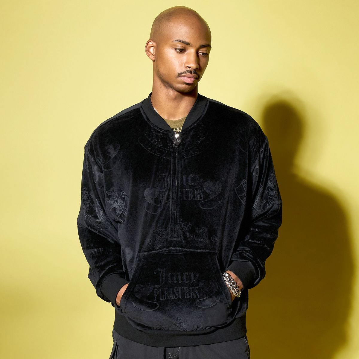 PLEASURES x Juicy Couture Crest Velour Quarter Zip
