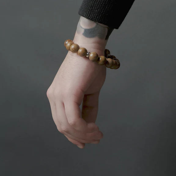 Tachibana.co Deluxe Silver Prayer Wood Bracelet
