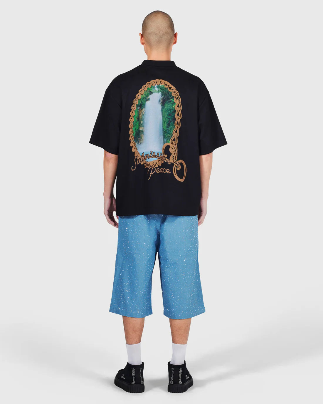 PLEASURES Glitter Baggy Denim Shorts