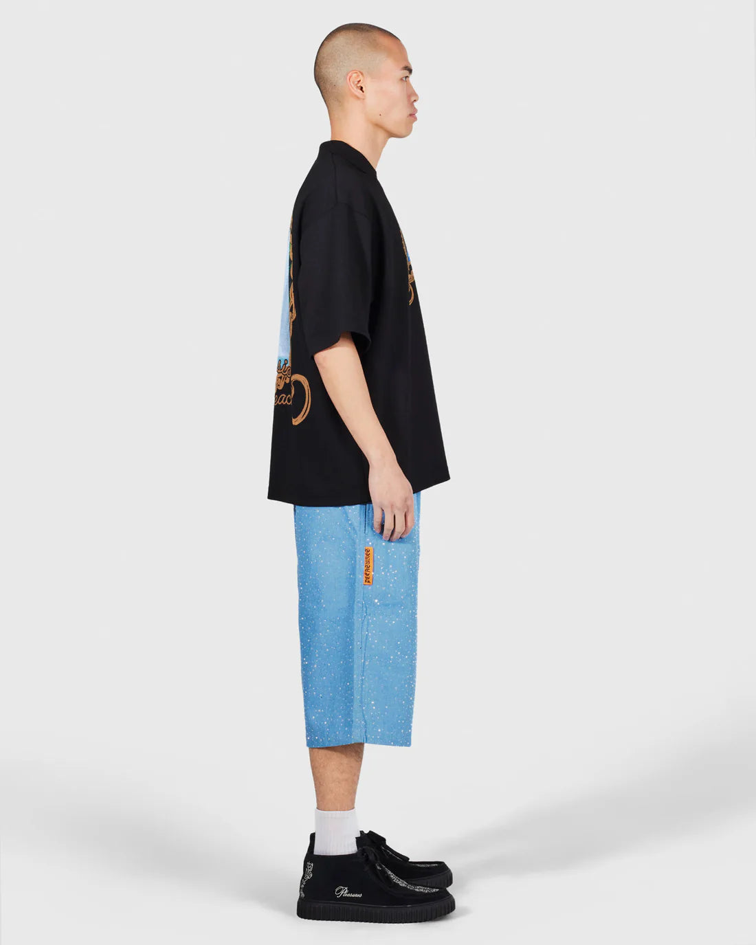 PLEASURES Glitter Baggy Denim Shorts