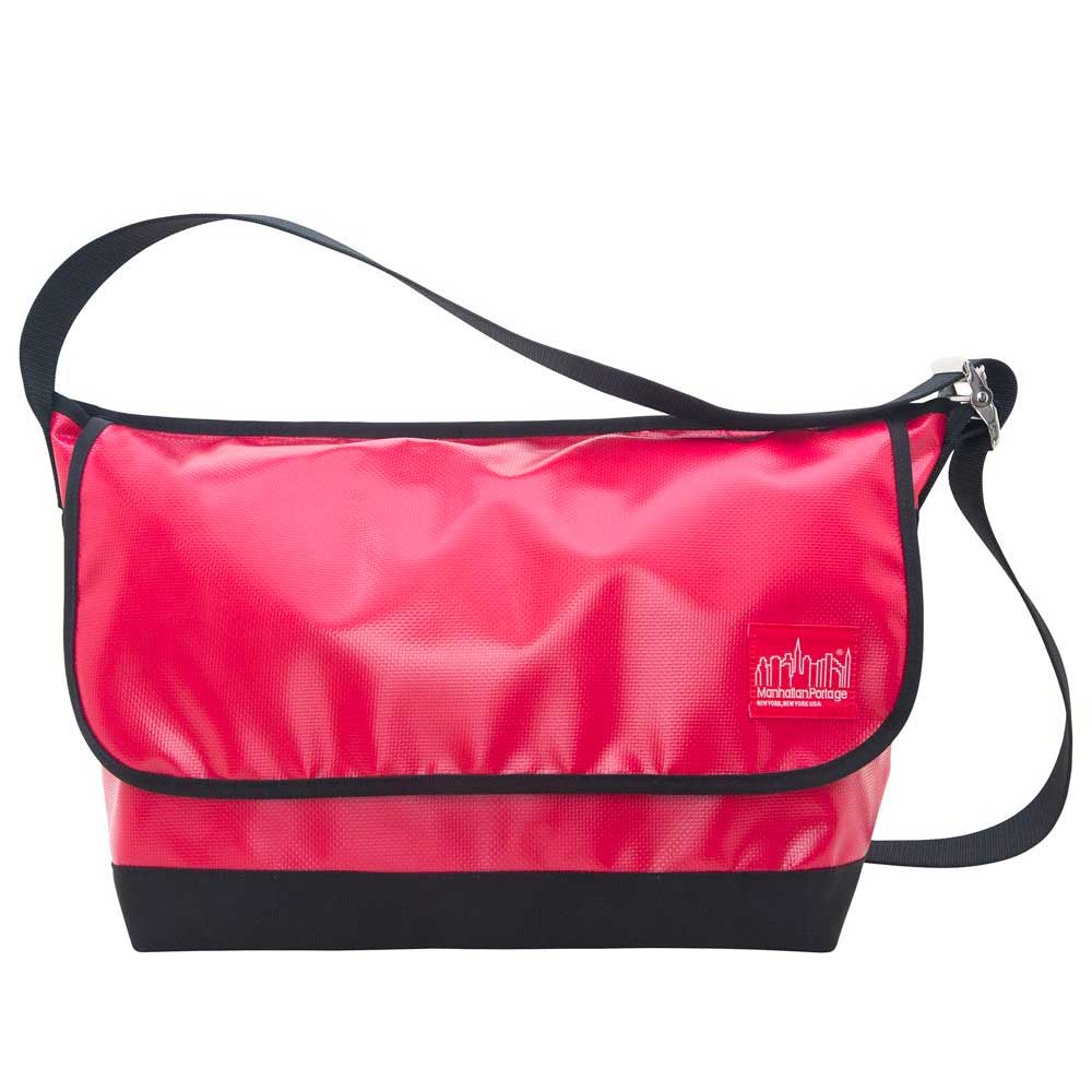 Manhattan Portage Vinyl Vintage Messenger Bag (LG) (Black)
