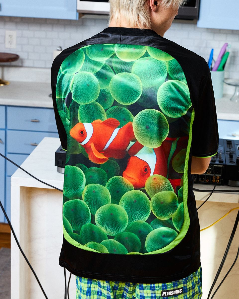 PLEASURES Boiler Room Aqua Soccer Jersey