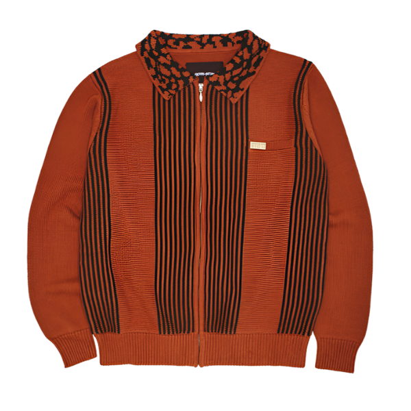 Fucking Awesome Zip Polo Striped Knit Sweater