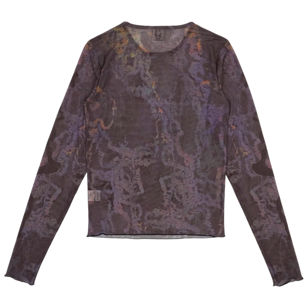 GB MOUTH ”霞" Second-Skin Long Sleeve Mesh Top - Ash Black