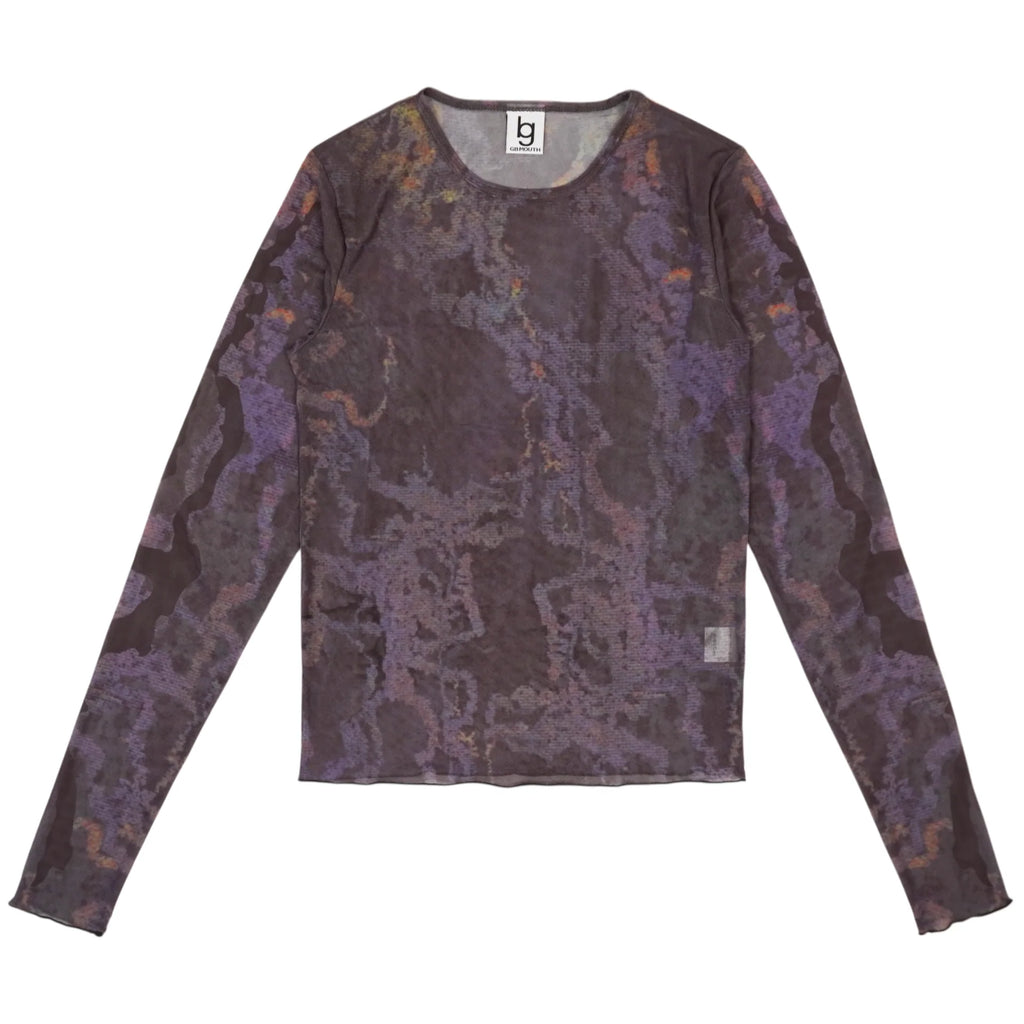 GB MOUTH ”霞" Second-Skin Long Sleeve Mesh Top - Ash Black