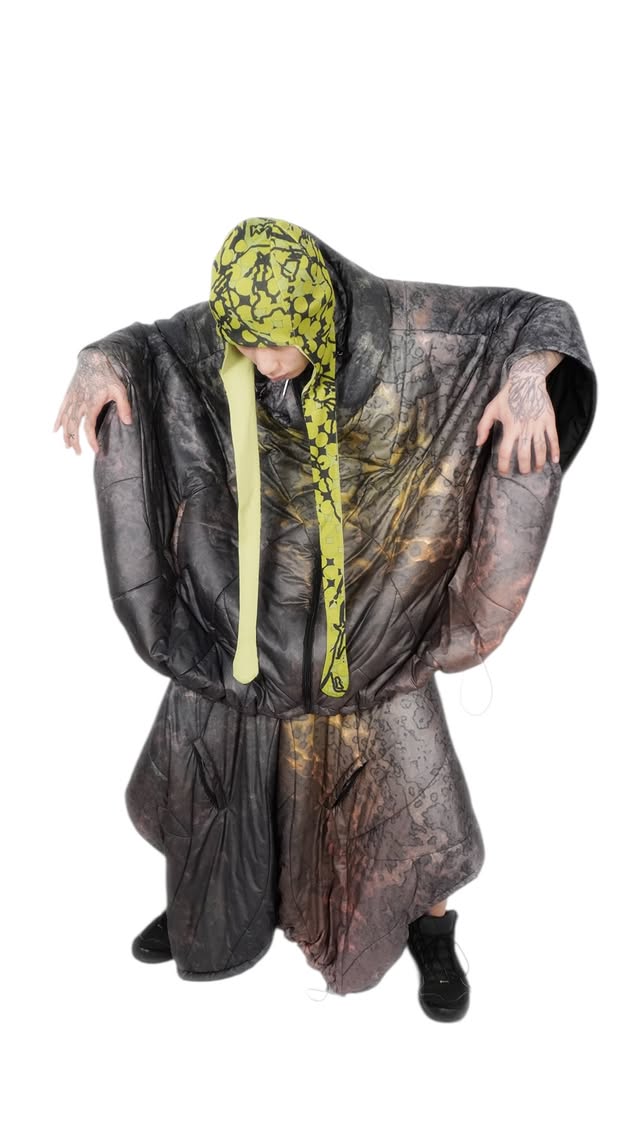 GB MOUTH Nature Camo "霧鷺" Light Down Poncho [Dark]