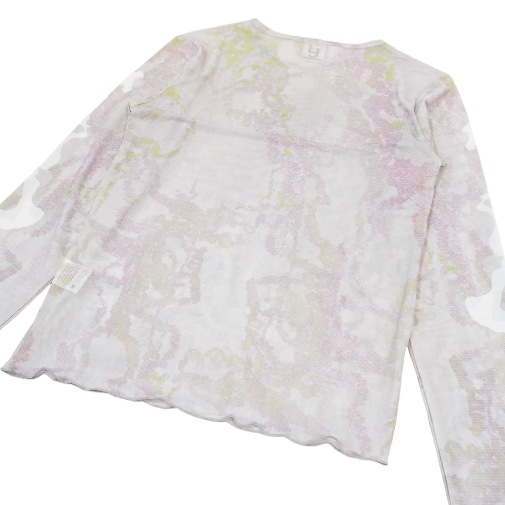 GB MOUTH ”霞" Second-Skin Long Sleeve Mesh Top - Ash White