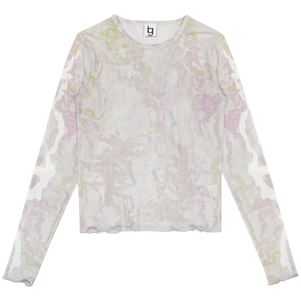 GB MOUTH ”霞" Second-Skin Long Sleeve Mesh Top - Ash White