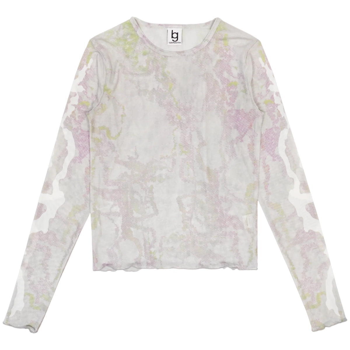 GB MOUTH ”霞" Second-Skin Long Sleeve Mesh Top - Ash White