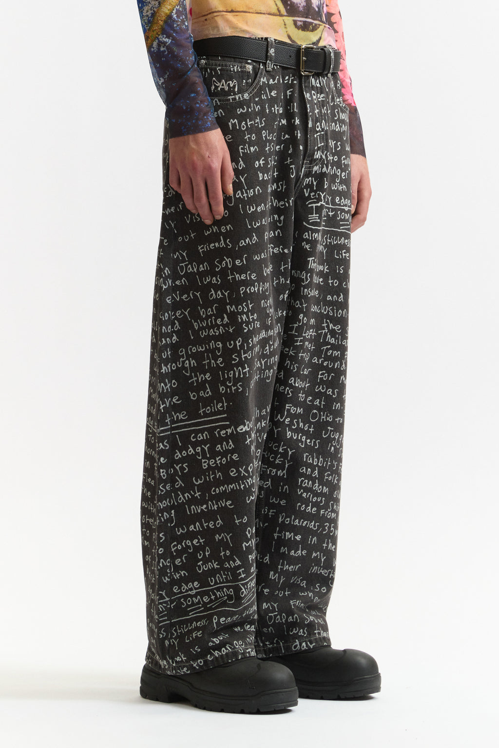 PAM SS26 ALTO OVER PRINT JEANS - JOSHUA GORDON - BLACK WASH
