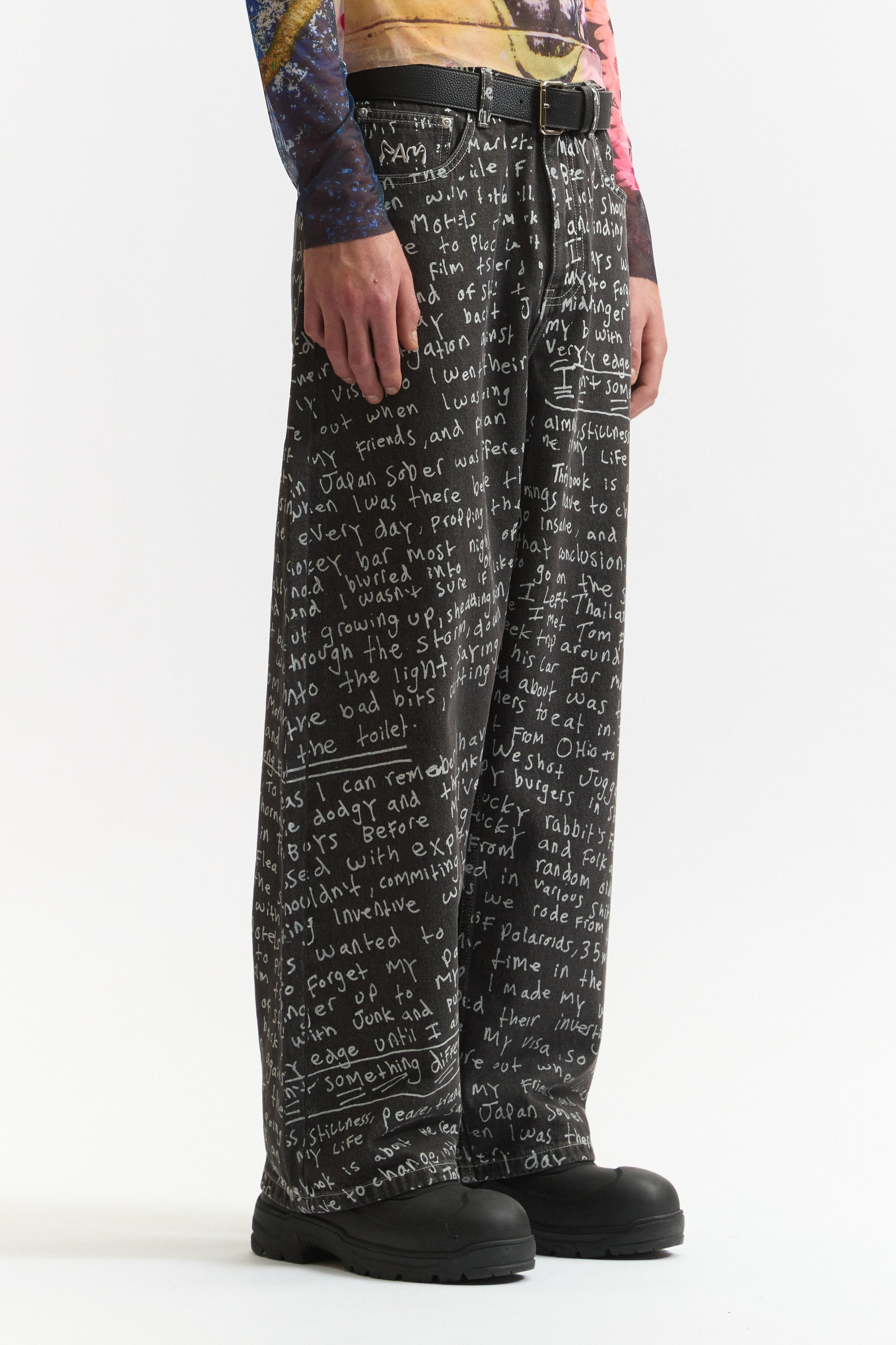 PAM SS26 ALTO OVER PRINT JEANS - JOSHUA GORDON - BLACK WASH