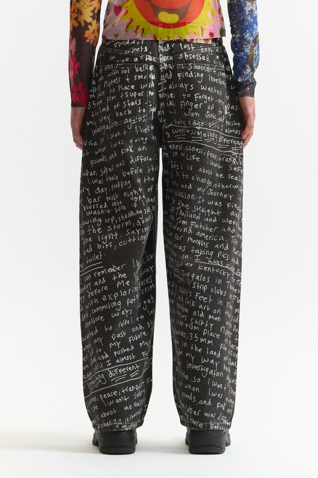 PAM SS26 ALTO OVER PRINT JEANS - JOSHUA GORDON - BLACK WASH