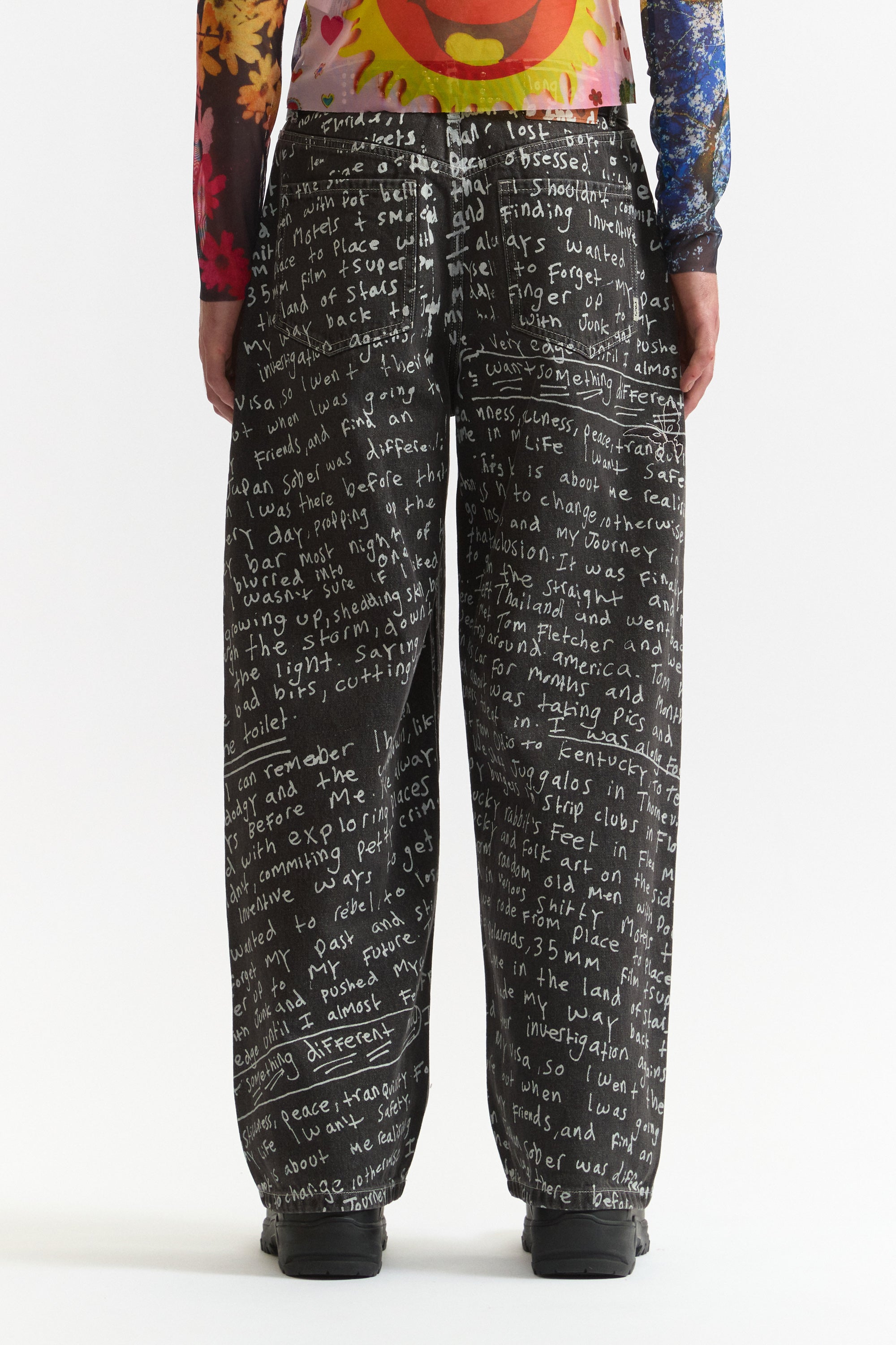 PAM SS26 ALTO OVER PRINT JEANS - JOSHUA GORDON - BLACK WASH