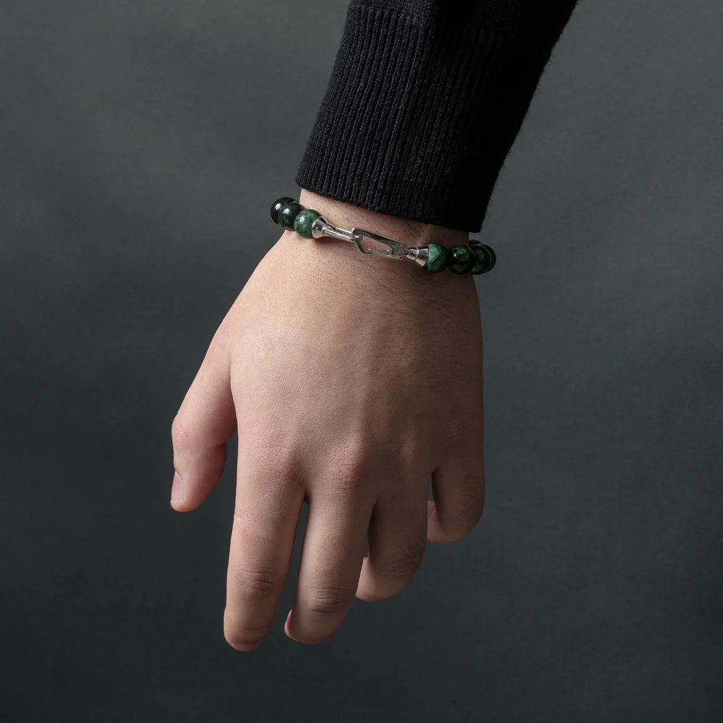 Tachibana.co Deluxe Silver Emerald Fuchsite Bracelet