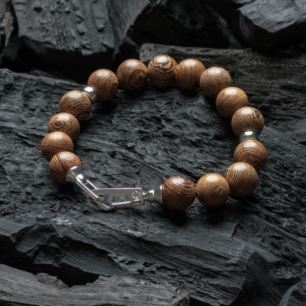 Tachibana.co Deluxe Silver Prayer Wood Bracelet