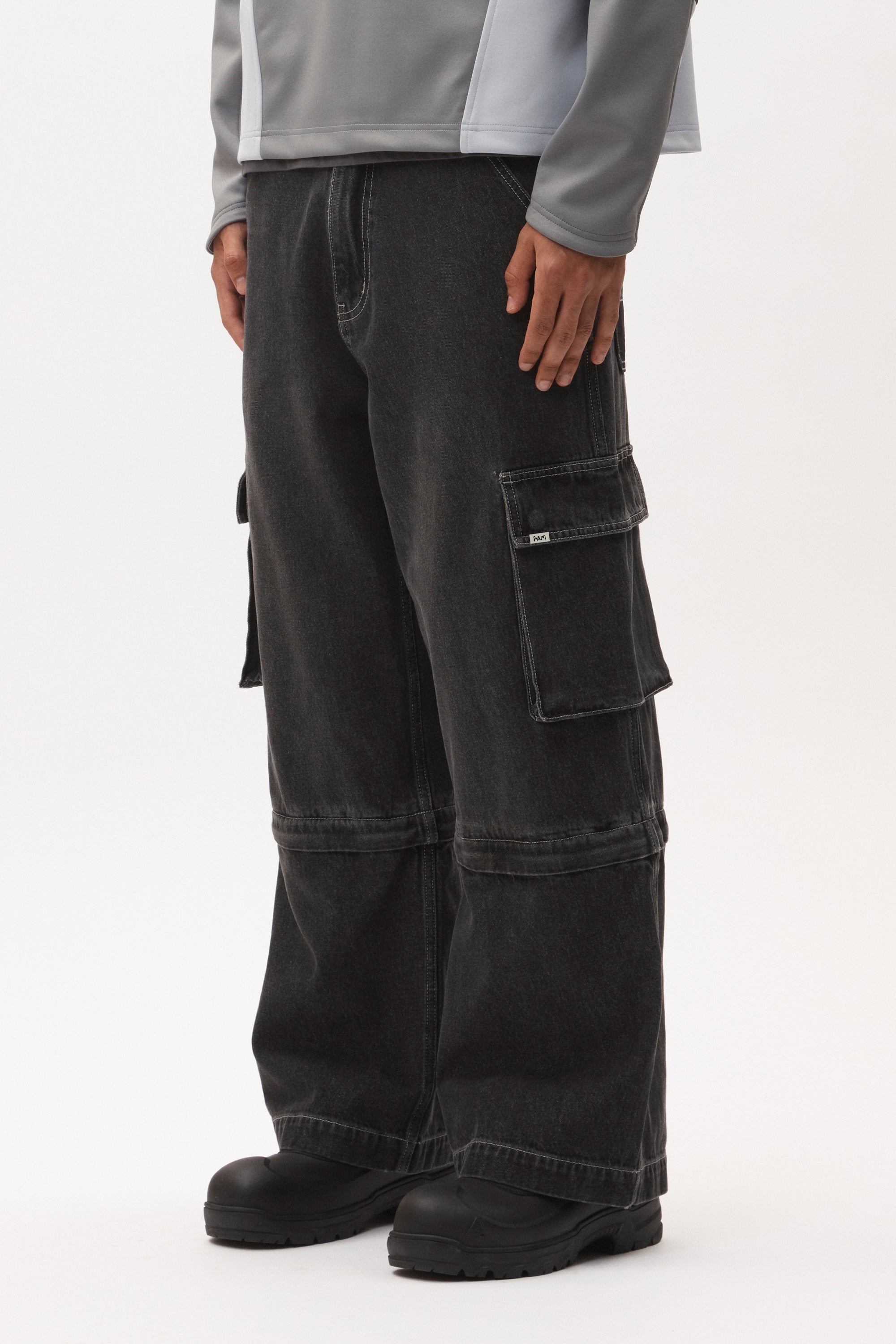 PAM Ratchet Wide Leg Jeans [Black Wash]