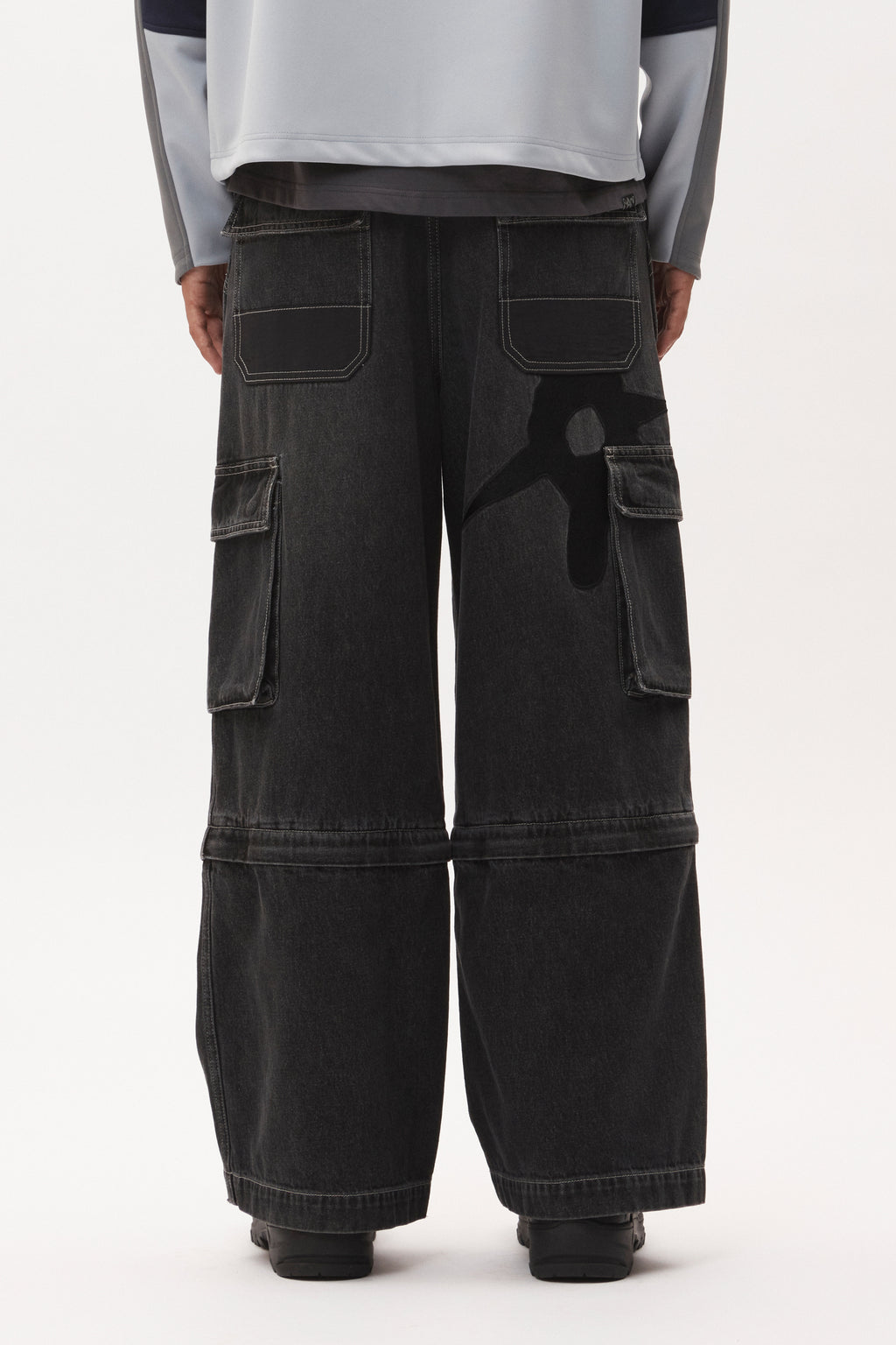 PAM Ratchet Wide Leg Jeans [Black Wash]