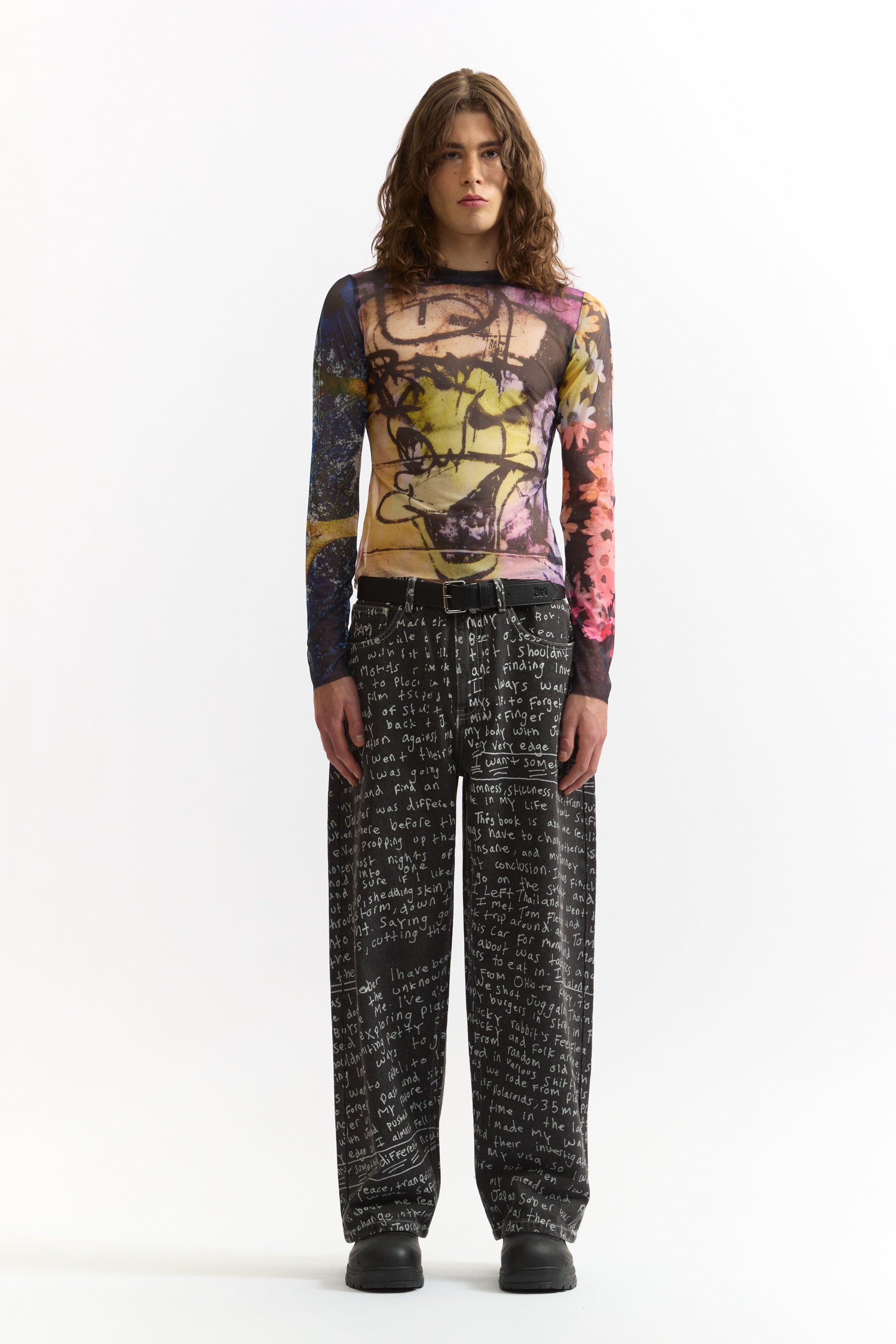 PAM SS26 ALTO OVER PRINT JEANS - JOSHUA GORDON - BLACK WASH