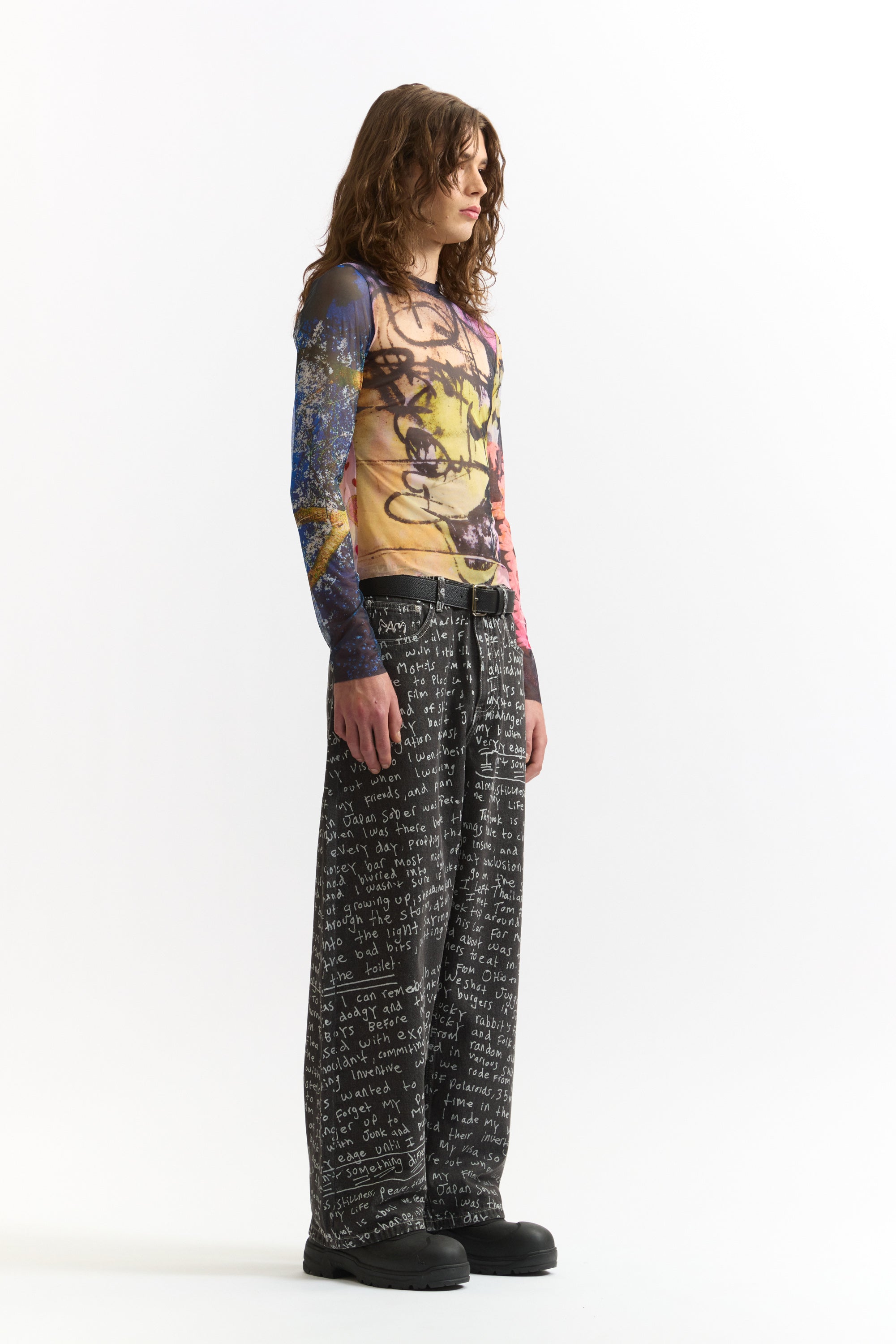 PAM SS26 ALTO OVER PRINT JEANS - JOSHUA GORDON - BLACK WASH