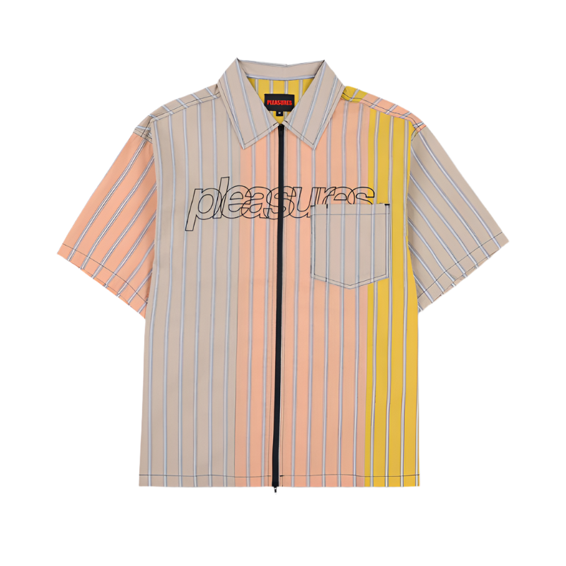PLEASURES Garner Zip Shirt [Peach]