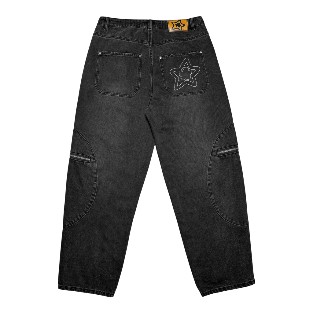 STAR TEAM Circle Cargo Jeans [Black]