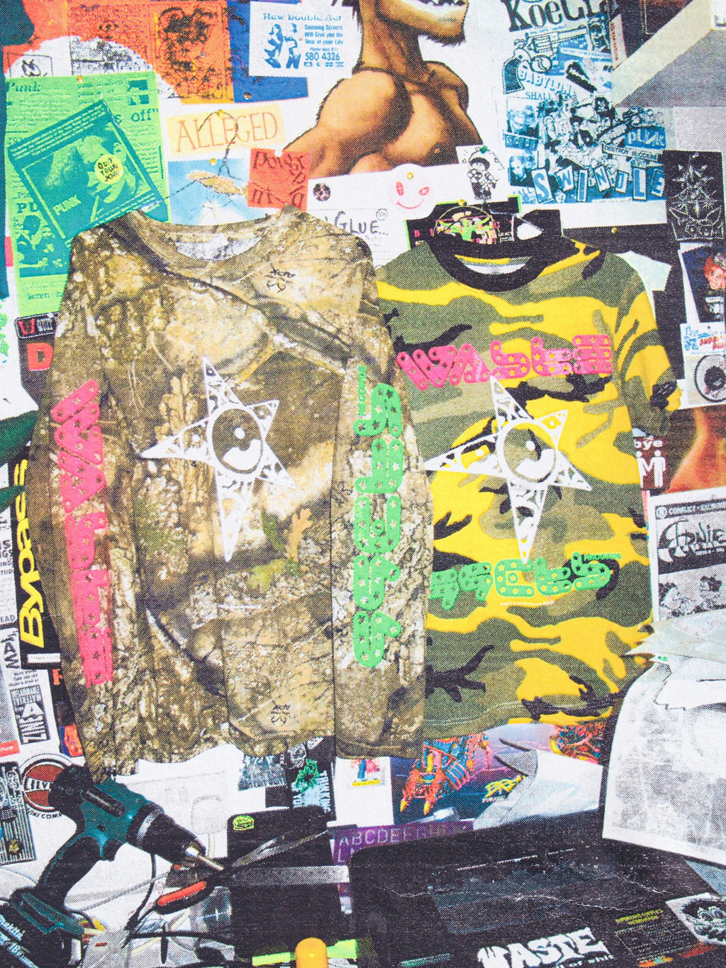 99CTS Records x Waste! Green Camo Long Sleeve T-Shirt