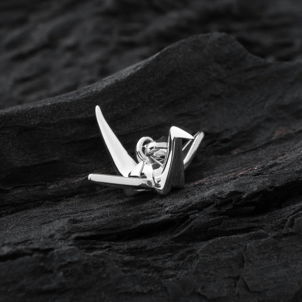 Tachibana.co Silver Origami Crane Amulet