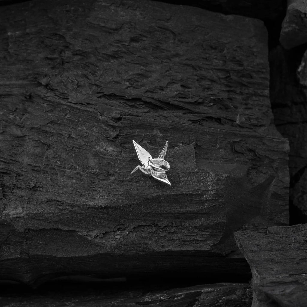 Tachibana.co Silver Origami Crane Amulet