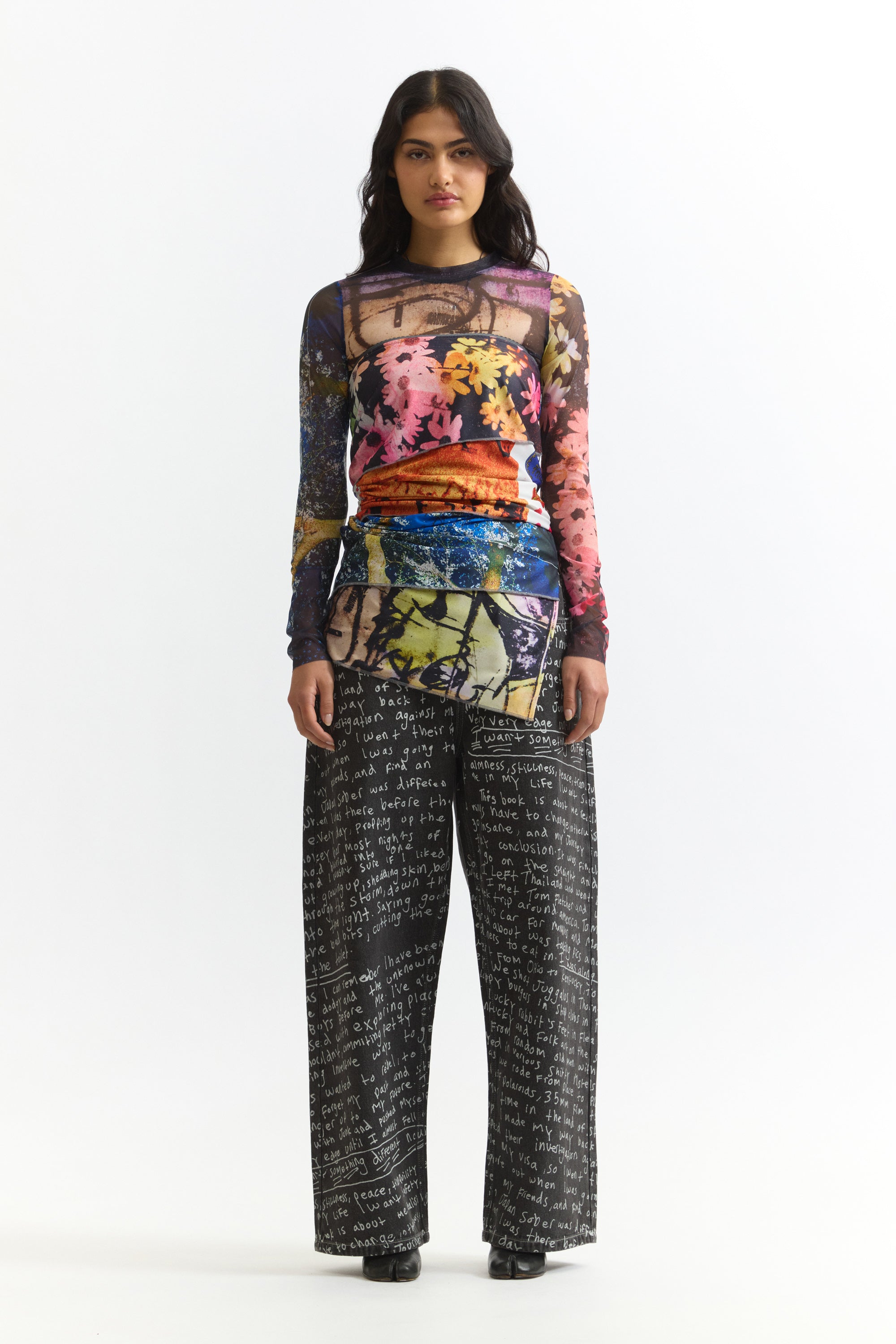 PAM SS26 ALTO OVER PRINT JEANS - JOSHUA GORDON - BLACK WASH