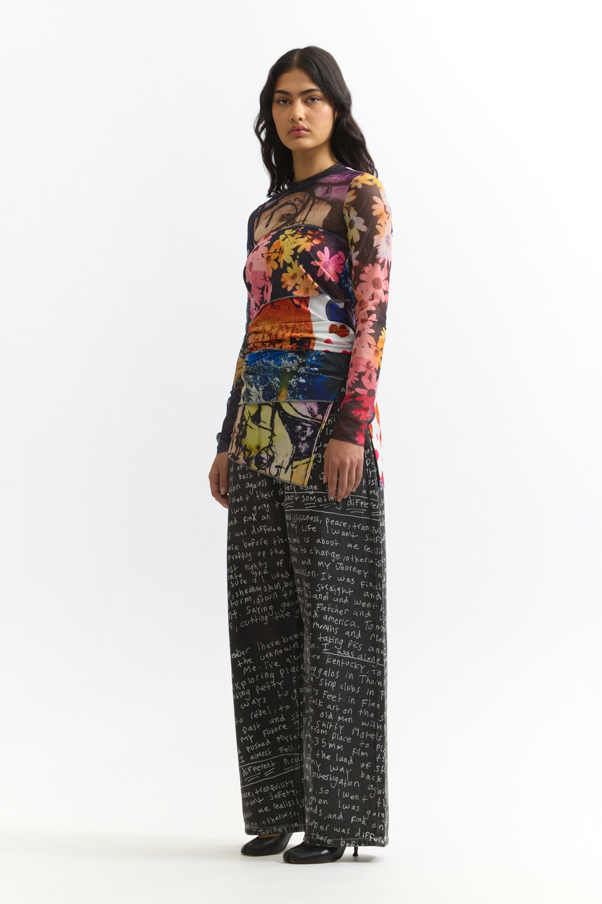 PAM SS26 ALTO OVER PRINT JEANS - JOSHUA GORDON - BLACK WASH