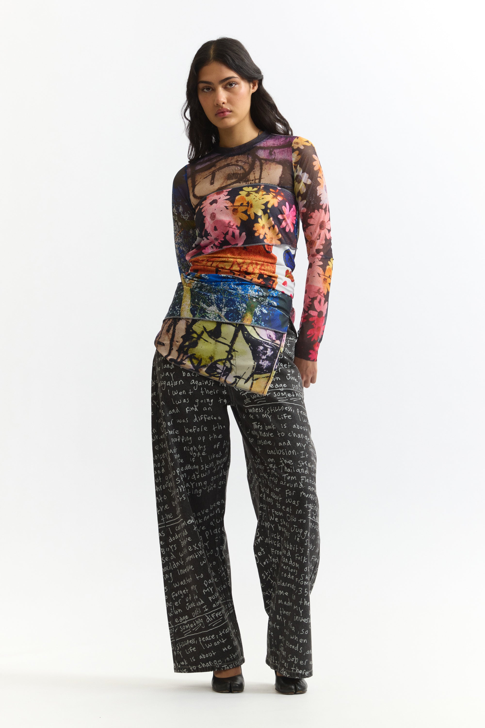 PAM SS26 ALTO OVER PRINT JEANS - JOSHUA GORDON - BLACK WASH