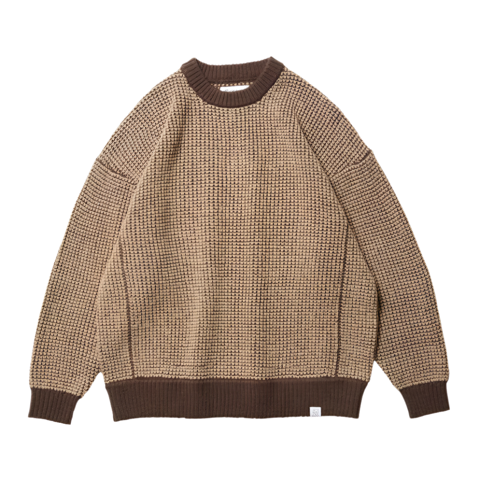Evisen Waffle Mohair Crewneck [Brown/Beige]