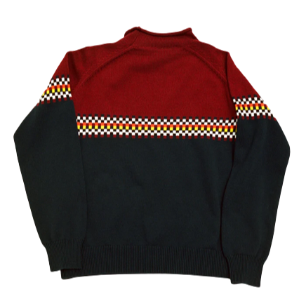 iggy NYC Checkered Roll Top Raglan Knit Sweater